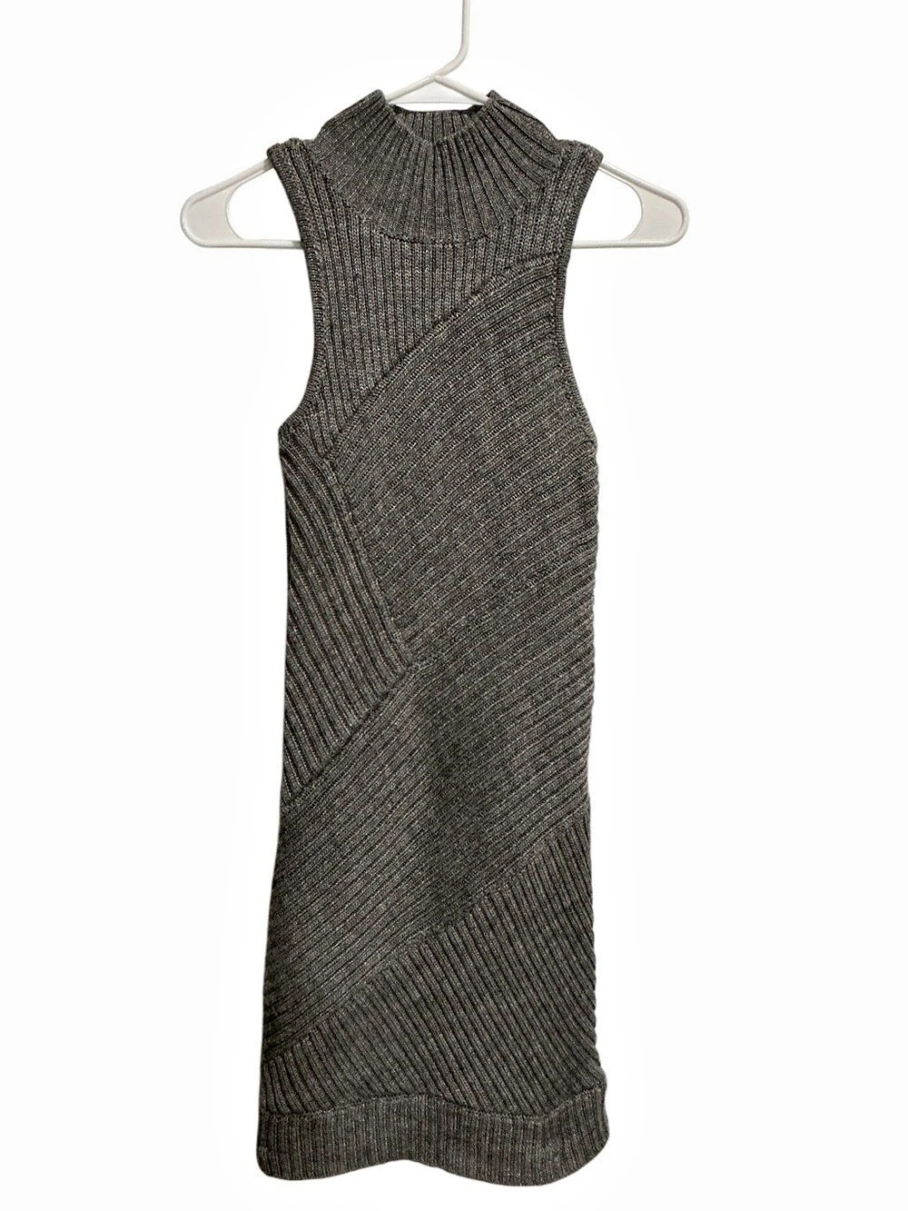 Sparkle & Fade Women’s Sleeveless Bodycon Mini Knit Sweater Dress size S Gray